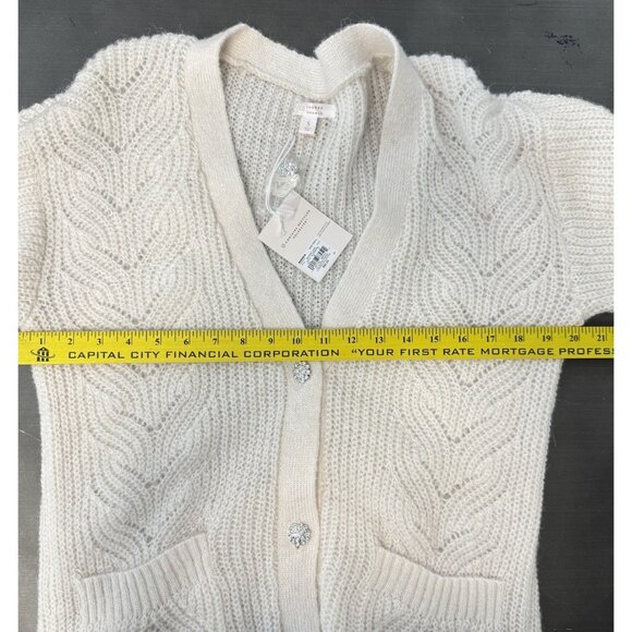 NEW Lauren Conrad Long Cardigan Layering Sweater Bare Linen Ivory V-Neck Small - Picture 10 of 11